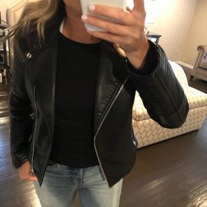 TopShop Faux Biker Leather Jacket- Black